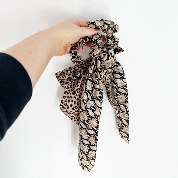 Bundle of 2 Silky Animal Print Hair Scrunchies - Picture 1 of 2